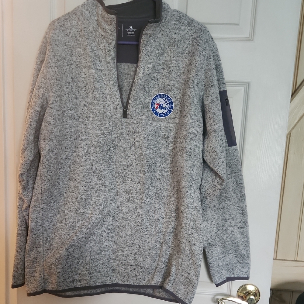 76ers Men's Gray Quarter-Zip Sweater Pullover